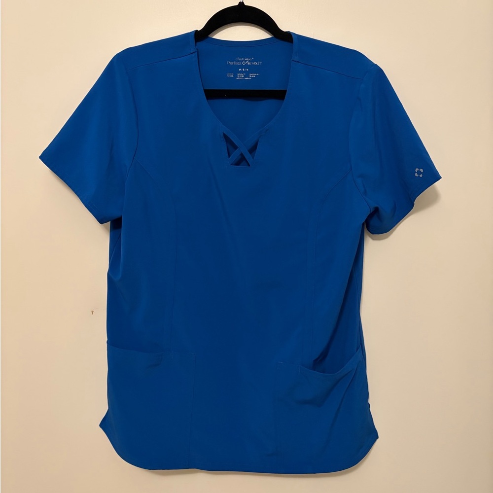 Cherokee Perfect Stretch Blue Scrub Top